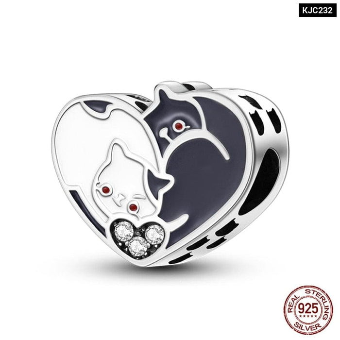 925 Sterling Silver Romantic Heart Series Charms Beads Fit Pandora Bracelet DIY Mothers Day Jewelrys