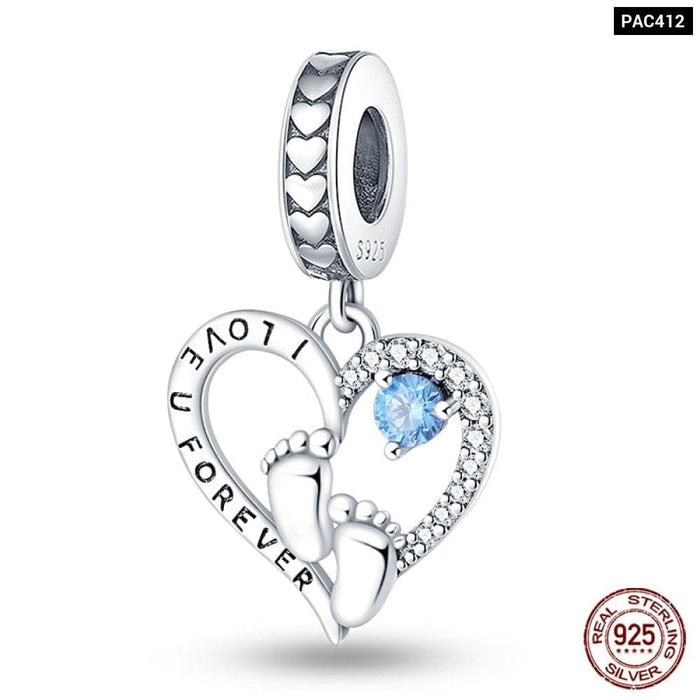 925 Sterling Silver Romantic Heart Series Charms Beads Fit Pandora Bracelet DIY Mothers Day Jewelrys