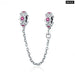 925 Sterling Silver Rose Flower Garland Safety Chain Pink