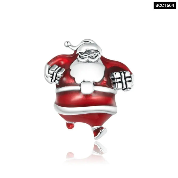 925 Sterling Silver Santa Claus Little Snowman Charm For