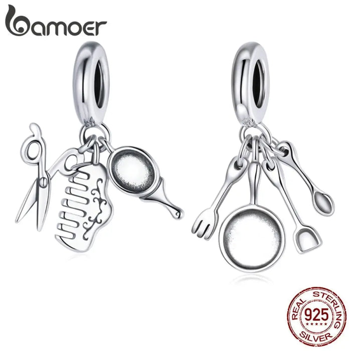 925 Sterling Silver Scissors Comb Mirror Beauty Tools