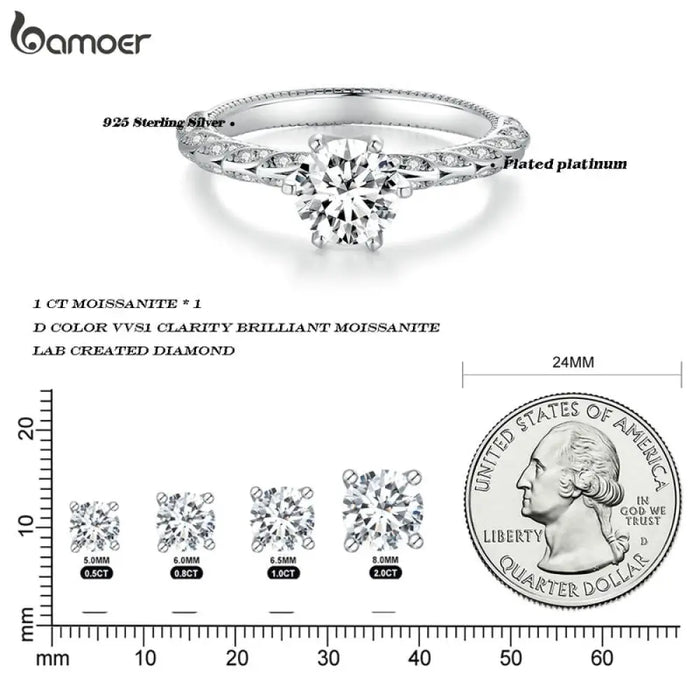 925 Sterling Silver Shining Moissanite Ring For Women