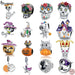 925 Sterling Silver Skeleton Charms Skull Beads Enamel Witch