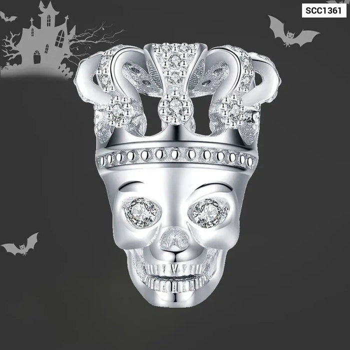 925 Sterling Silver Skull Man Ghost Haunted House Charm For