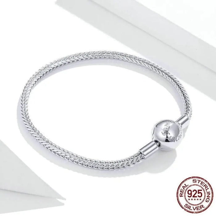 925 Sterling Silver Snake Charm Basic Bracelet For Women