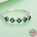 925 Sterling Silver Stackable Square Green Cz Finger Rings