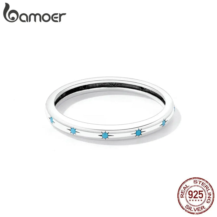 925 Sterling Silver Star Ring Women Turquoise