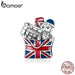 925 Sterling Silver Travel London Charm Pink Cable Car