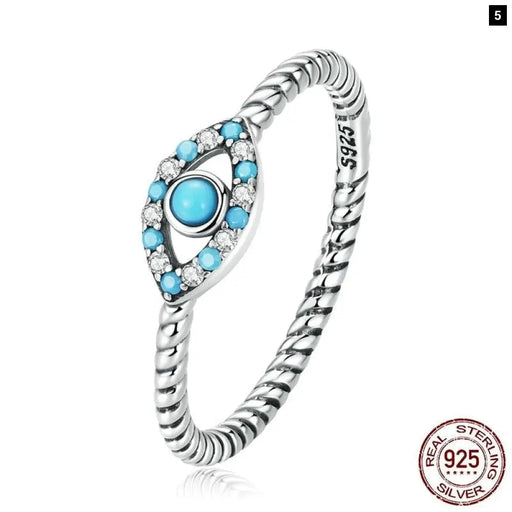 925 Sterling Silver Turquoise Demon Eye Ring For Women