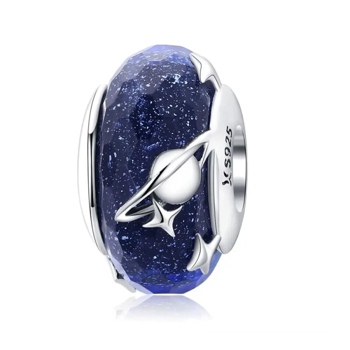 925 Sterling Silver Universe Series Star & Moon Beads Blue