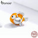 925 Sterling Silver Yellow Enamel Clownfish Metal Charm For