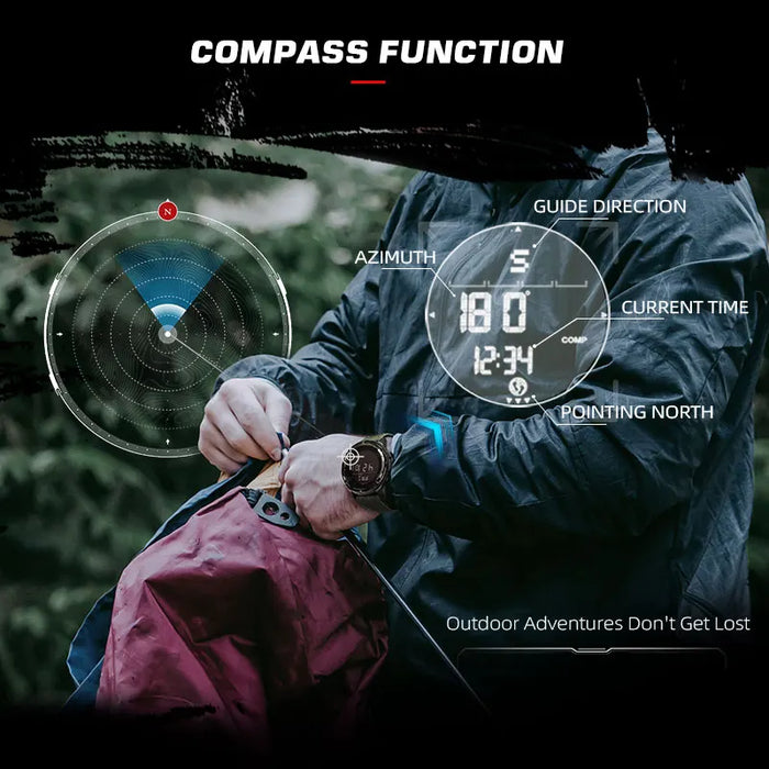 Mens Militray Sports Super Light Outdoor Compass Waterproof 50M Carbon Fiber Digital Wrist Watch
