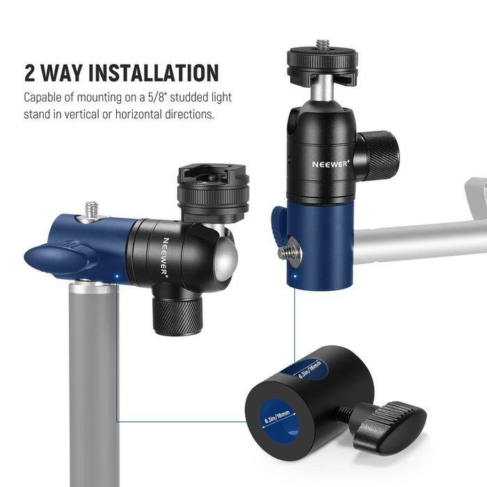 3 In 1 Light Stand Adapter With Cold Shoe And Mini Ball Head For Camera Monitor And Ring Light Reversible Mount Plate