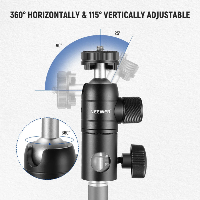 3 In 1 Light Stand Adapter With Cold Shoe And Mini Ball Head For Camera Monitor And Ring Light Reversible Mount Plate