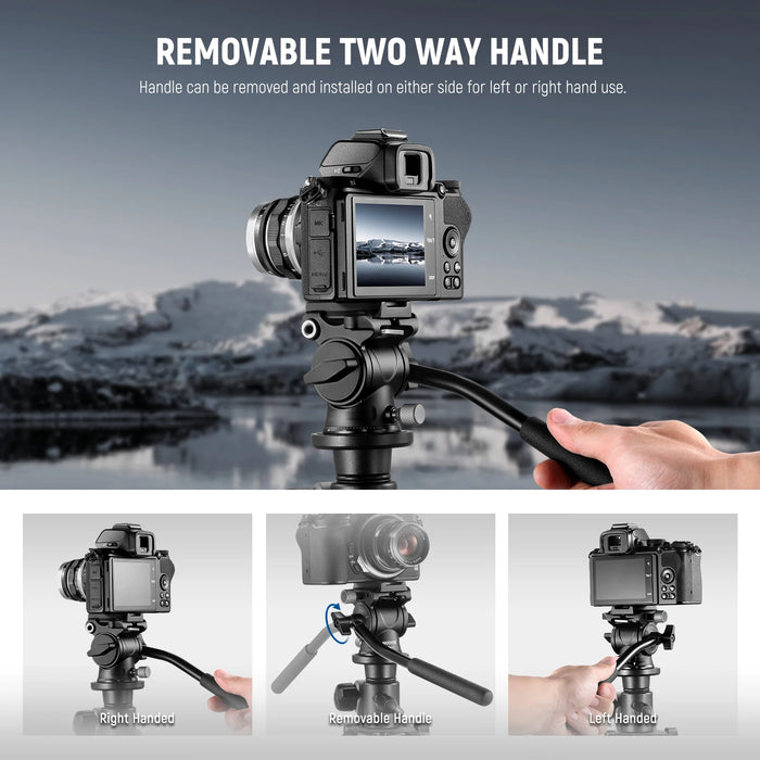 Aluminum Fluid Tripod Head With Handle & Arca Quick Release For Dslr Camera