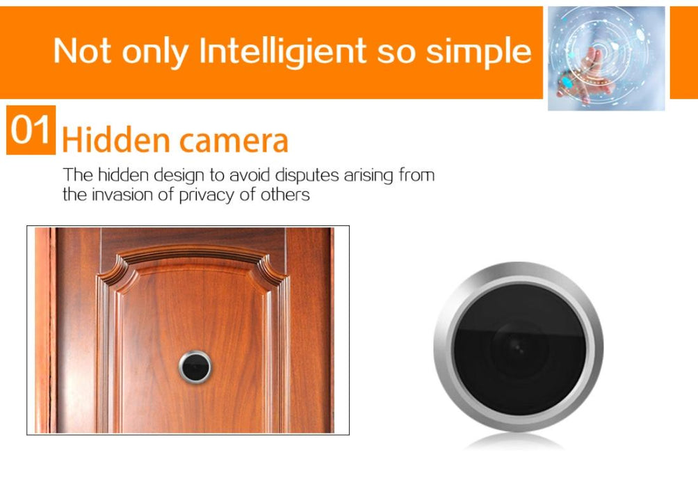 3 Inch Screen 1.0Mp Security Camera Taking Picture Door Peephole Support Tf Card Black