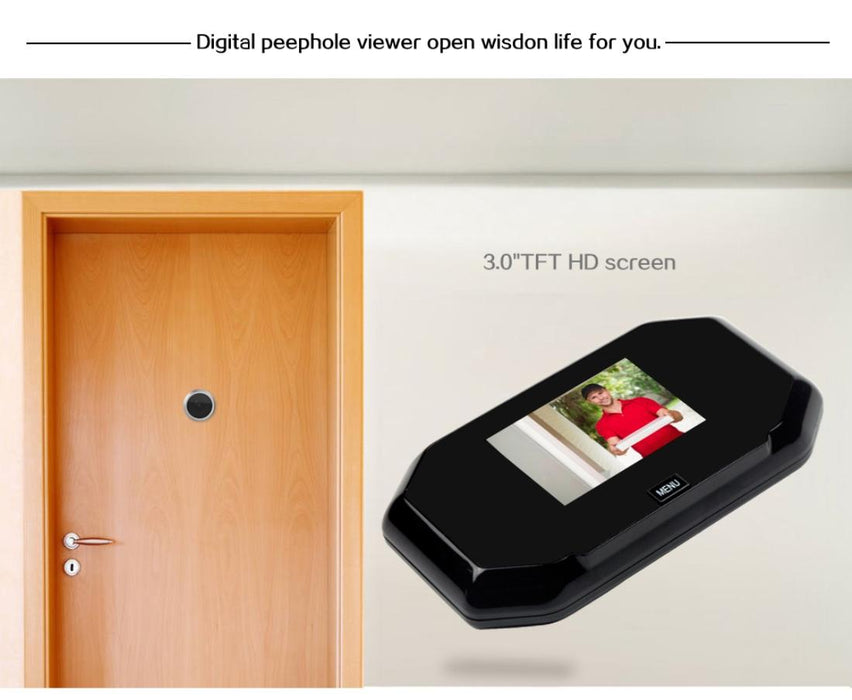 3 Inch Screen 1.0Mp Security Camera Taking Picture Door Peephole Support Tf Card Black