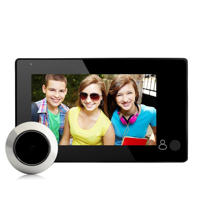 4.3 Inch Screen 1.0Mp Security Camera Door Peephole With One-Key To Watch Function Black