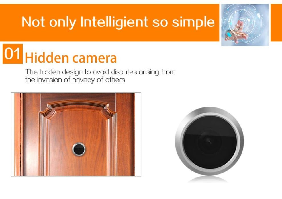 4.3 Inch Screen 1.0Mp Security Camera Door Peephole With One-Key To Watch Function Black