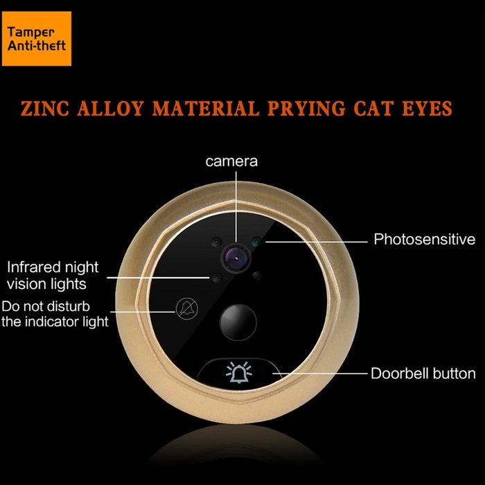 2.4 Inch Screen 2.0Mp Security Camera No Disturb Peephole Viewer Doorbell Support Tf Card / Night Vision / Video Recording