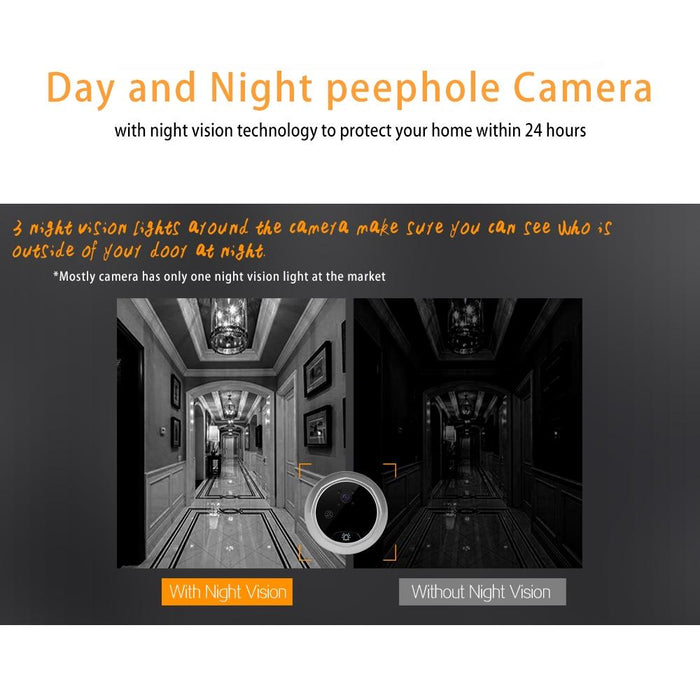 2.4 Inch Screen 2.0Mp Security Camera No Disturb Peephole Viewer Support Tf Card Silver