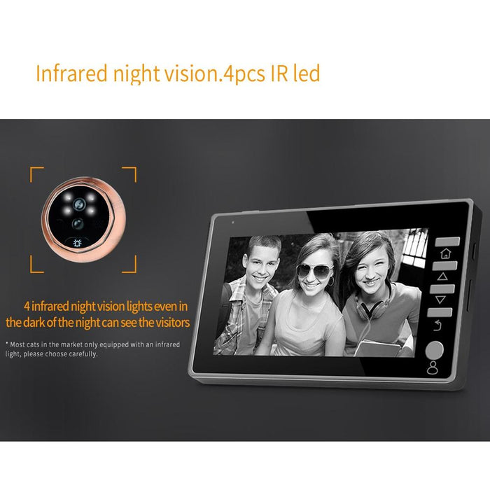 4.5 Inch Screen 3.0Mp Security Camera No Disturb Peephole Viewer Support Tf Card / Night Vision / Video Recording / Motion Detection