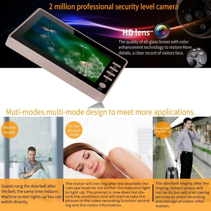 4.5 Inch Screen 3.0Mp Security Camera No Disturb Peephole Viewer Support Tf Card / Night Vision / Video Recording / Motion Detection