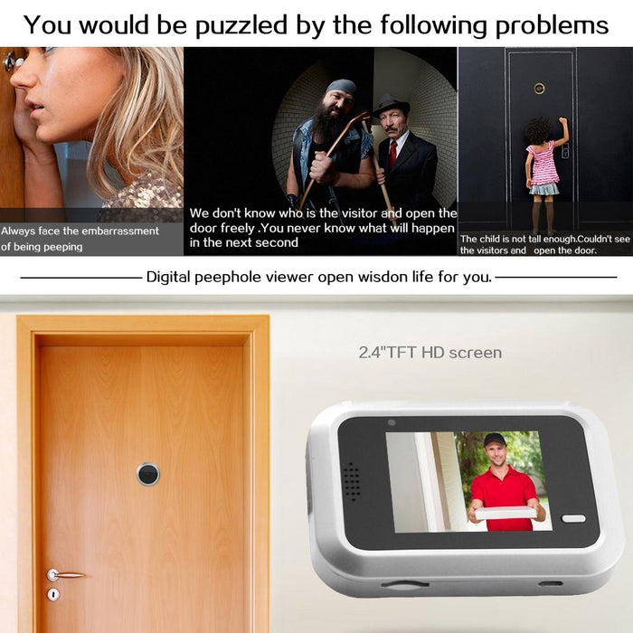 2.4 Inch Screen 2.0Mp Security Camera No Disturb Peephole Viewer Support Tf Card