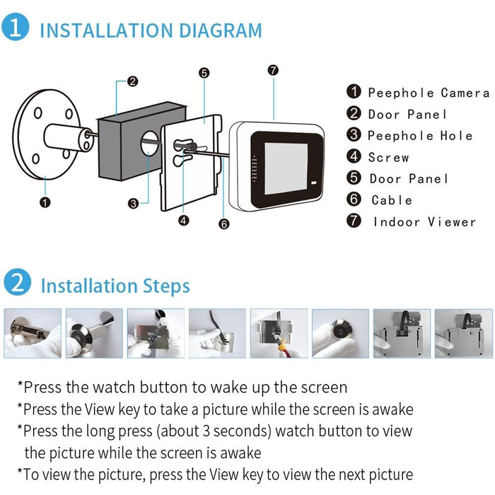 2.4 Inch Screen 2.0Mp Security Camera No Disturb Peephole Viewer Support Tf Card