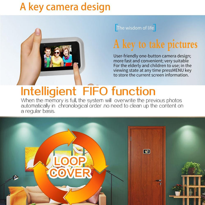 2.4 Inch Screen 2.0Mp Security Camera No Disturb Peephole Viewer Support Tf Card