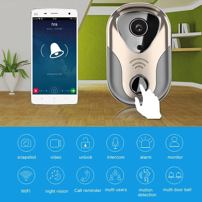 Smart Visual Wifi 1.3Mp Network Hd Intercom Doorbell Support Micro Sd Card & Night Vision