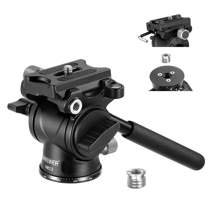 Aluminum Fluid Tripod Head With Handle & Arca Quick Release For Dslr Camera