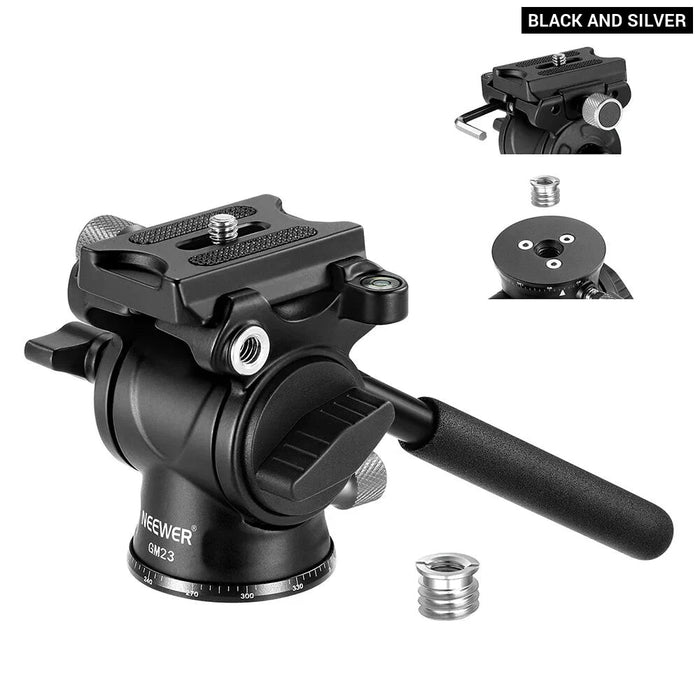 Aluminum Fluid Tripod Head With Handle & Arca Quick Release For Dslr Camera