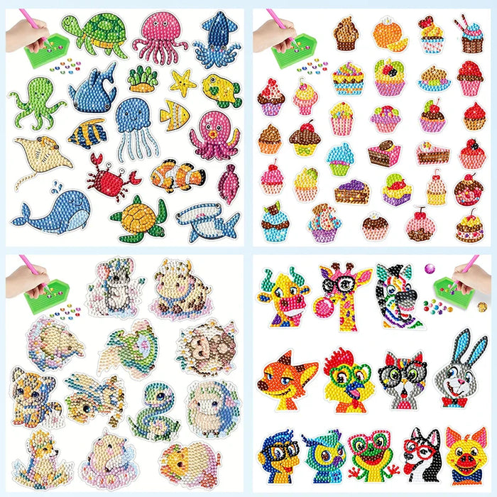 Cartoon Animal 5d Diamond Painting Stickers For Kids Crafts