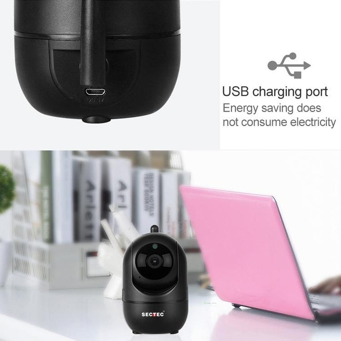 Black Camera Indoor Home Wireless Wifi Intelligent Automatic Tracking Hd Network Surveillance Camera