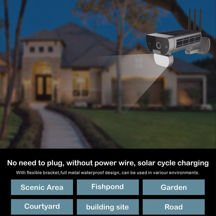 T8 1080P Full Hd Solar Battery Ultra Low Power Sound Light Alarm Network Camera Support Motion Detection Night Vision Two Way Audio Tf Card