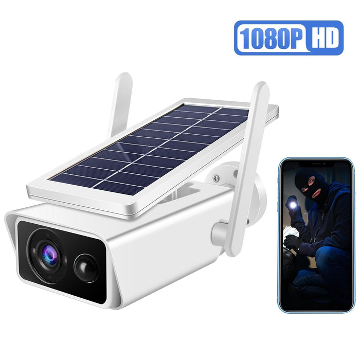 1080P Hd Solar Powered 2.4Ghz Wifi Security Camera Without Battery Support Motion Detection Night Vision Two Way Audio Tf Card