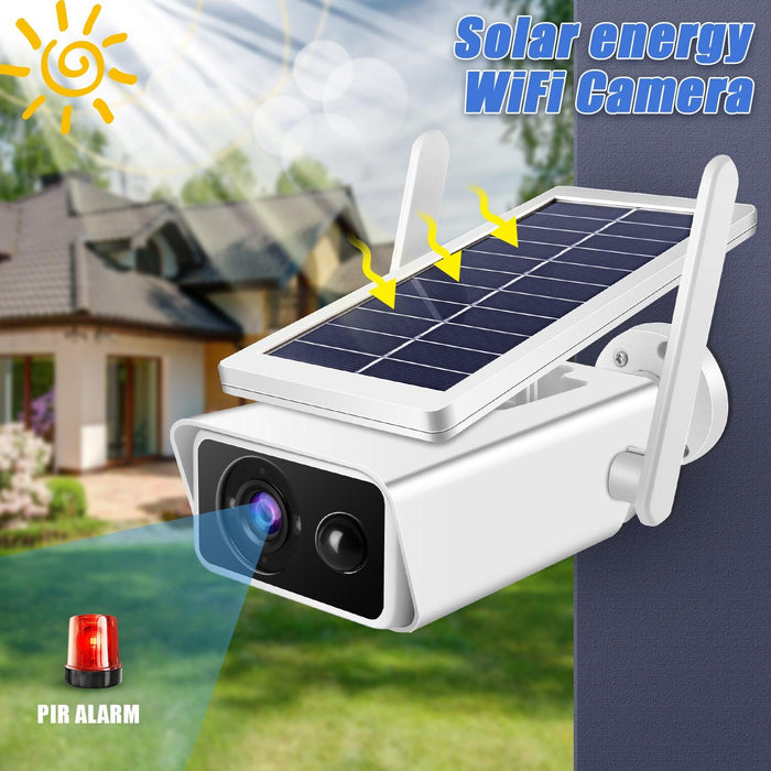 1080P Hd Solar Powered 2.4Ghz Wifi Security Camera Without Battery Support Motion Detection Night Vision Two Way Audio Tf Card