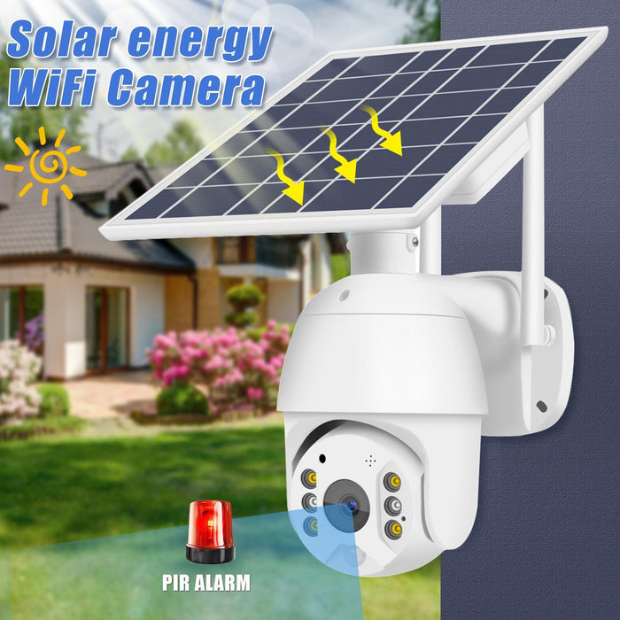 1080P Full Hd Solar Powered Wifi Camera Support Pir Alarm Night Vision Two Way Audio Tf Card