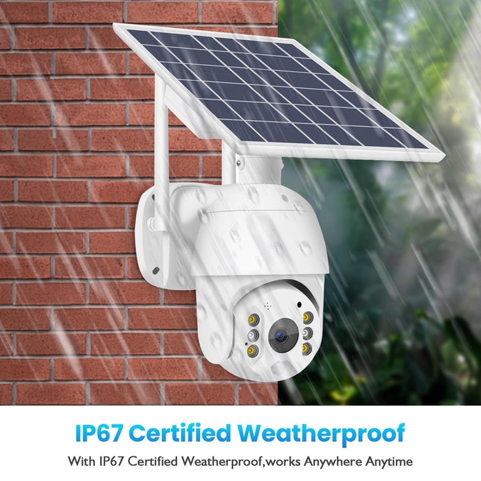 1080P Full Hd Solar Powered Wifi Camera Support Pir Alarm Night Vision Two Way Audio Tf Card