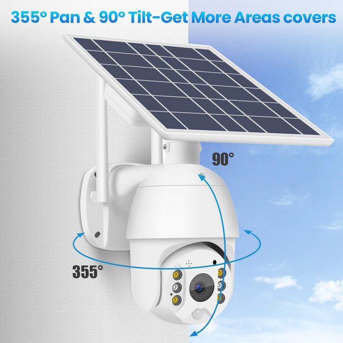 1080P Full Hd Solar Powered Wifi Camera Support Pir Alarm Night Vision Two Way Audio Tf Card