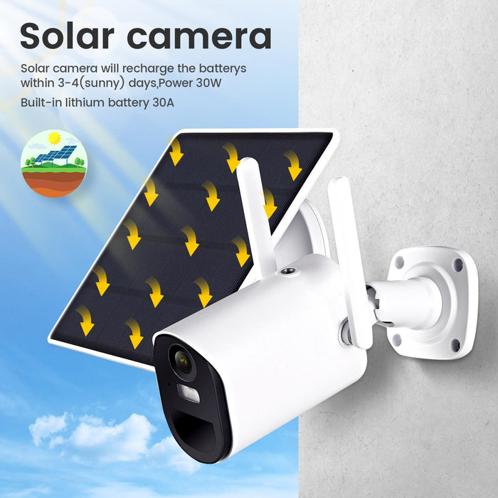 1080P Full Hd Solar Powered Wifi Camera Support Motion Detection Night Vision Two Way Audio Tf Card