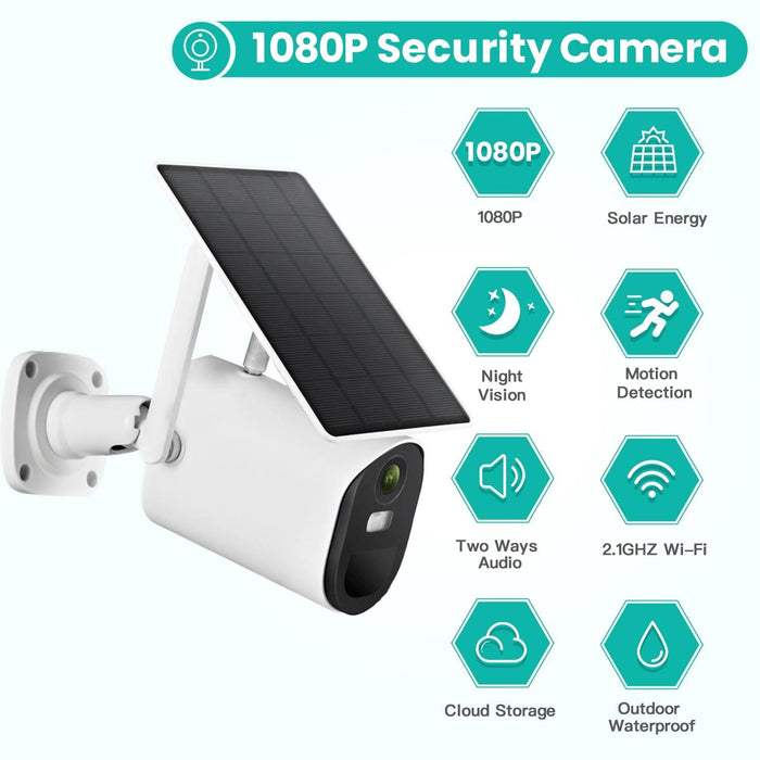 1080P Full Hd Solar Powered Wifi Camera Support Motion Detection Night Vision Two Way Audio Tf Card