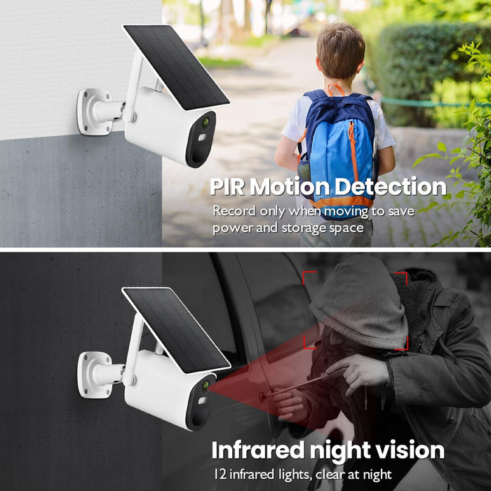 1080P Full Hd Solar Powered Wifi Camera Support Motion Detection Night Vision Two Way Audio Tf Card