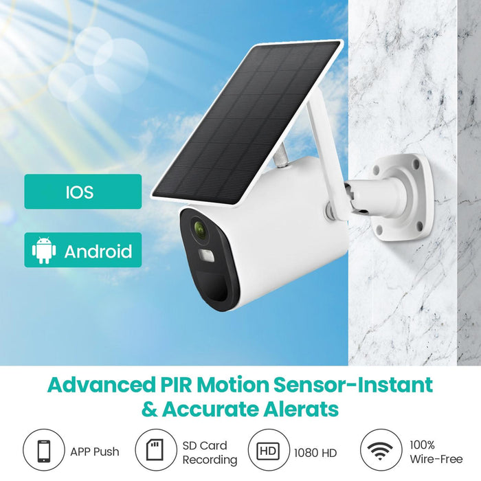 1080P Full Hd Solar Powered Wifi Camera Support Motion Detection Night Vision Two Way Audio Tf Card