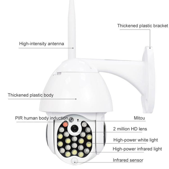 2 Million Pixels Wifi High-Definition Surveillance Camera Outdoor Dome Camera Support Night Vision & Two-Way Voice & Motion Detection