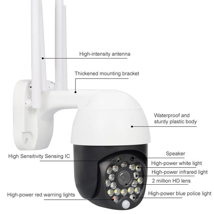 1080P Wifi High-Definition Surveillance Camera Outdoor Dome Camera Support Night Vision & Two-Way Voice & Motion Detection