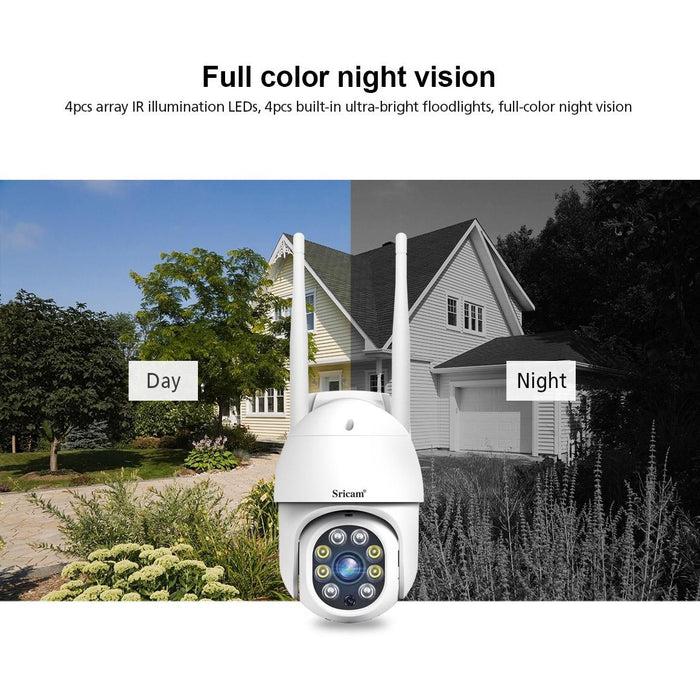 1080P Hd Outdoor Ptz Camera Support Two Way Audio / Motion Detection / Humanoid Detection / Colour Night Vision / Tf Card