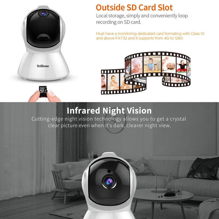 2.0 Million Pixels 1080P Hd Ai Auto-Tracking Ip Camera Support Two Way Audio / Motion Tracking / Humanoid Detection / Night Vision / Tf Card