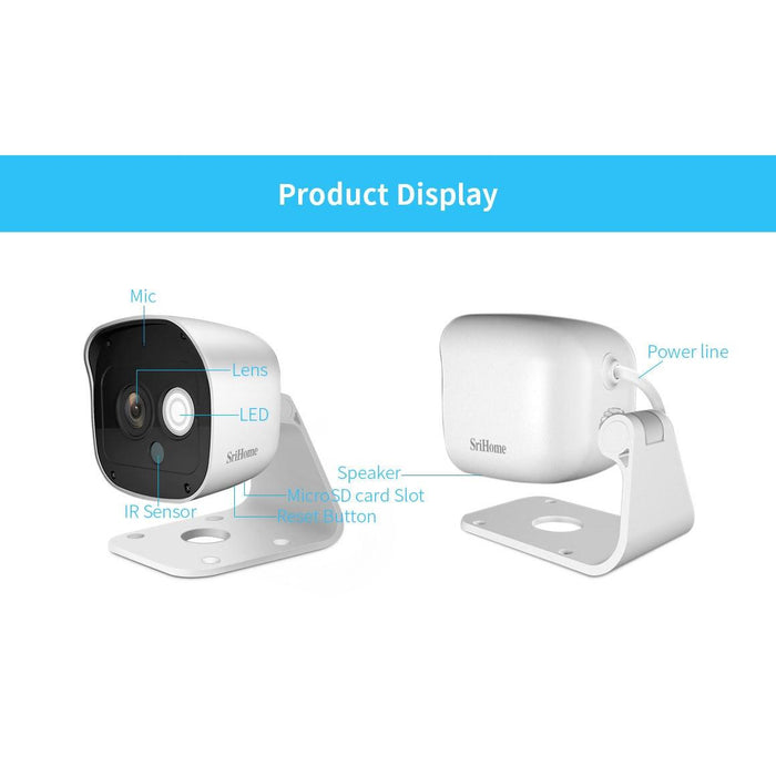 3.0 Million Pixels 1296P Hd Ai Camera Support Two Way Talk / Motion Detection / Humanoid Detection / Night Vision / Tf Card